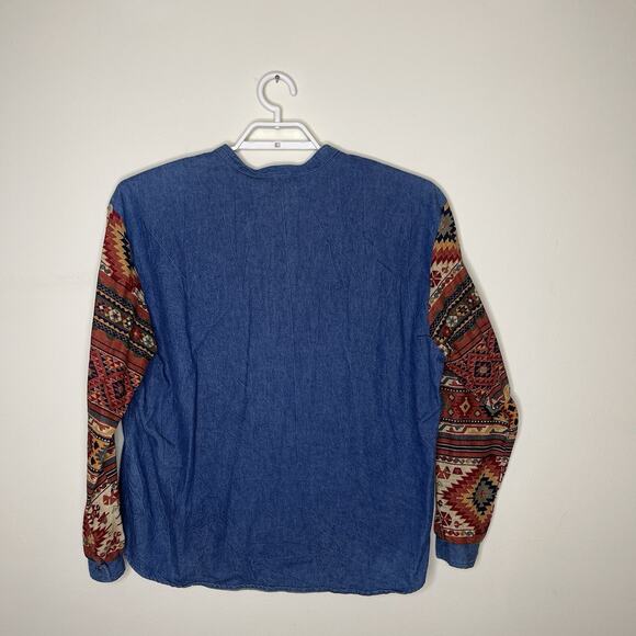 Vtg ROPER Women's Denim Southwest Aztec Button Up Rodeo Boho Cowgirl 90s Sz XL - Picture 4 of 6
